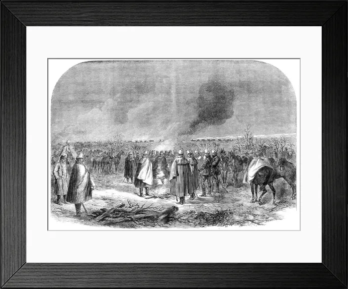 Framed Print : The War in Schleswig: the 9th regiment of hussars...bivouacking on the battlefield... 1864. Creator: Unknown Framed Print : The War in Schleswig: the 9th regiment of hussars...bivouacking on the battlefield... 1864. Creator: Unknown