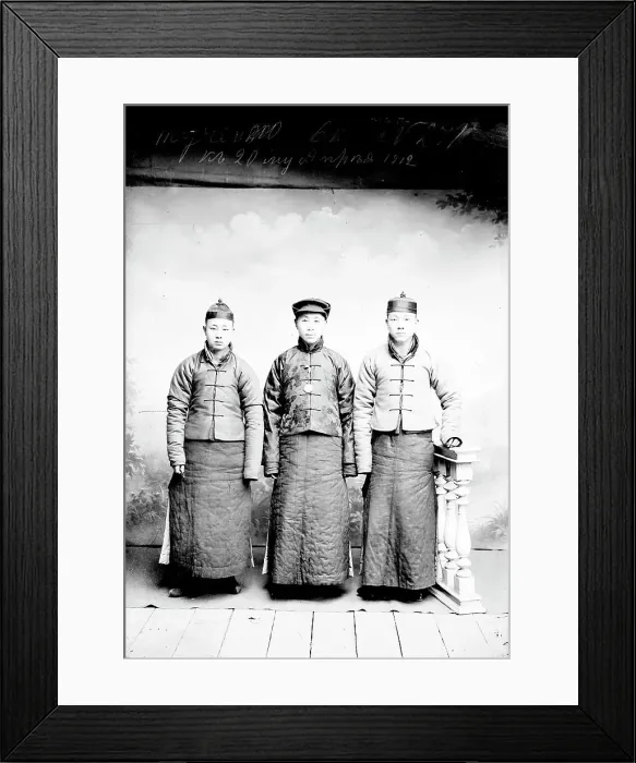Framed Print : Three men of Asian appearance, 1912. Creator: Nikolai Nikolaevich Petrov Framed Print : Three men of Asian appearance, 1912. Creator: Nikolai Nikolaevich Petrov