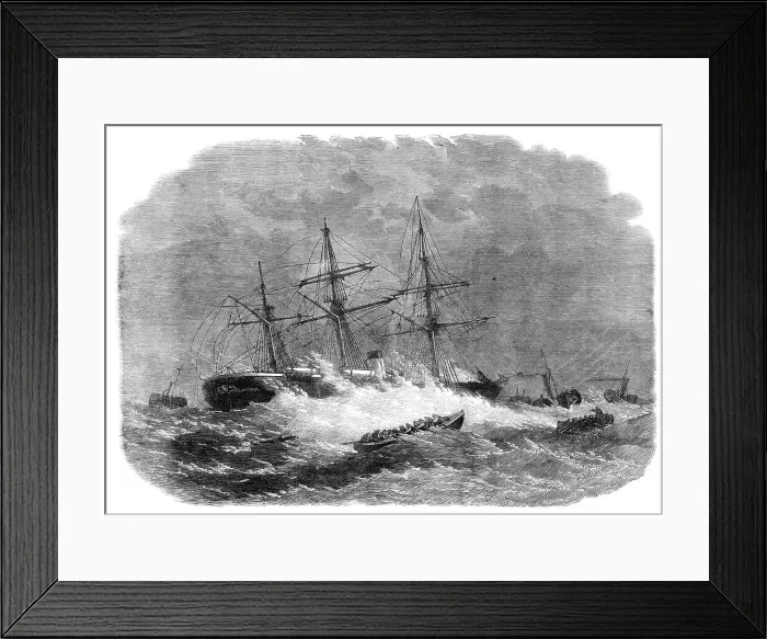 Framed Print : The screw-steamer Ontario aground on Hasborough Sands, near Yarmouth, 1864. Creator: Unknown Framed Print : The screw-steamer Ontario aground on Hasborough Sands, near Yarmouth, 1864. Creator: Unknown
