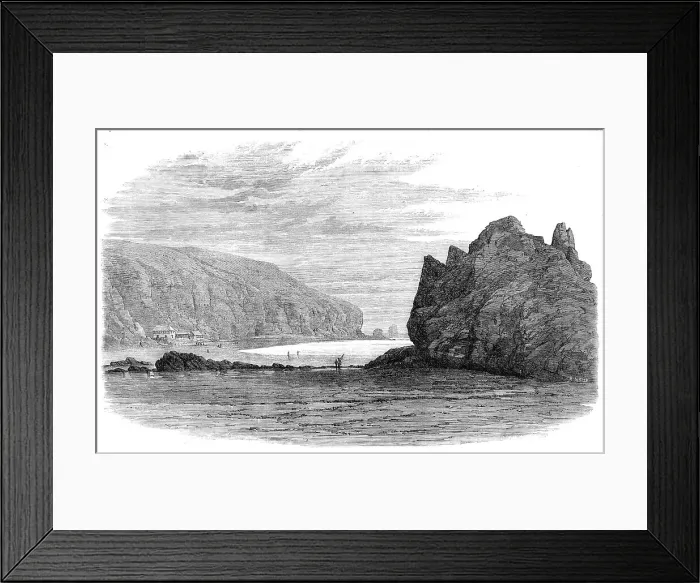 Framed Print : Cave Rock, Port Lyttelton, New Zealand, 1864. Creator: Mason Jackson Framed Print : Cave Rock, Port Lyttelton, New Zealand, 1864. Creator: Mason Jackson