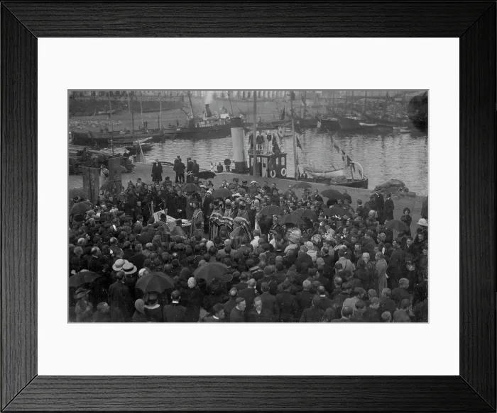 Framed Print : Seeing off the Expedition in Arkhangelsk, 1912. Creator: Nikolay Vasilyevich Pinegin