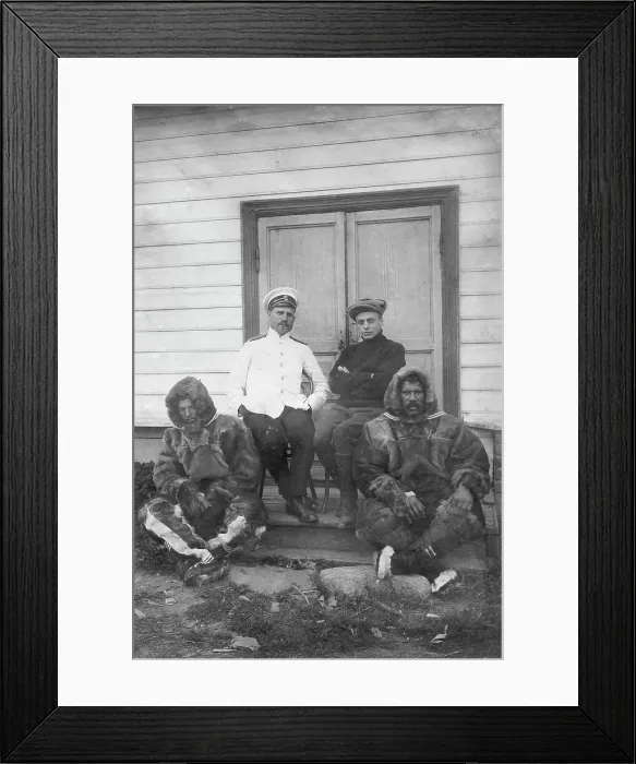 Framed Print : Georgii Iakovlevich Sedov, Vladimir Iul'evich Vize, and Members of the Expedition... 1912. Creator: Mikhail Alekseevich Pavlov