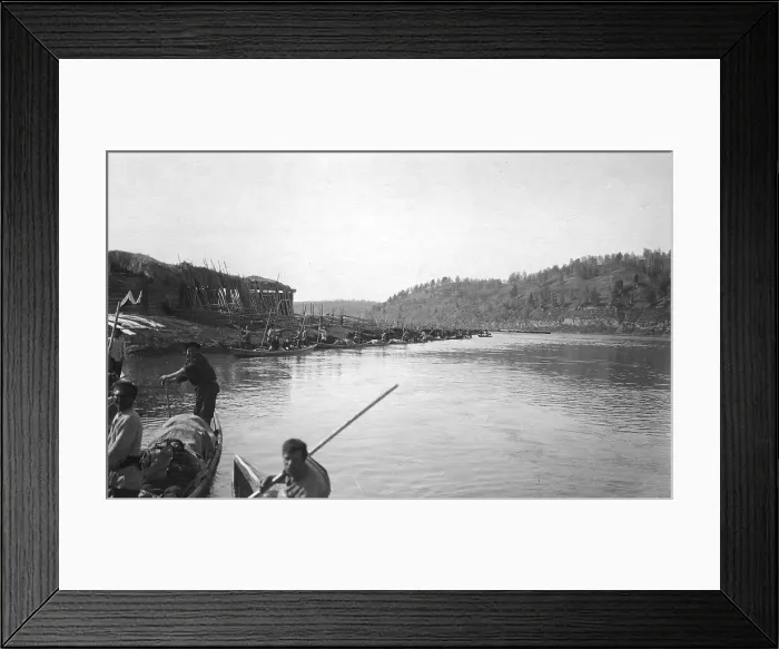 Framed Print : Members of the Land-Management Expedition on the Boats on the Tom River, Between... 1913. Creator: GI Ivanov Framed Print : Members of the Land-Management Expedition on the Boats on the Tom River, Between... 1913. Creator: GI Ivanov