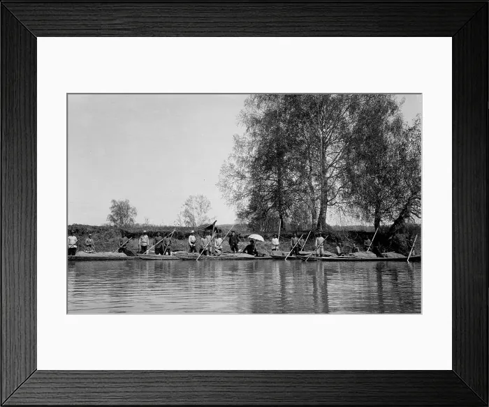 Framed Print : Land-Management Expedition Boats by the Shore of the Tom River Between Kuznetsk and the... 1913. Creator: GI Ivanov Framed Print : Land-Management Expedition Boats by the Shore of the Tom River Between Kuznetsk and the... 1913. Creator: GI Ivanov