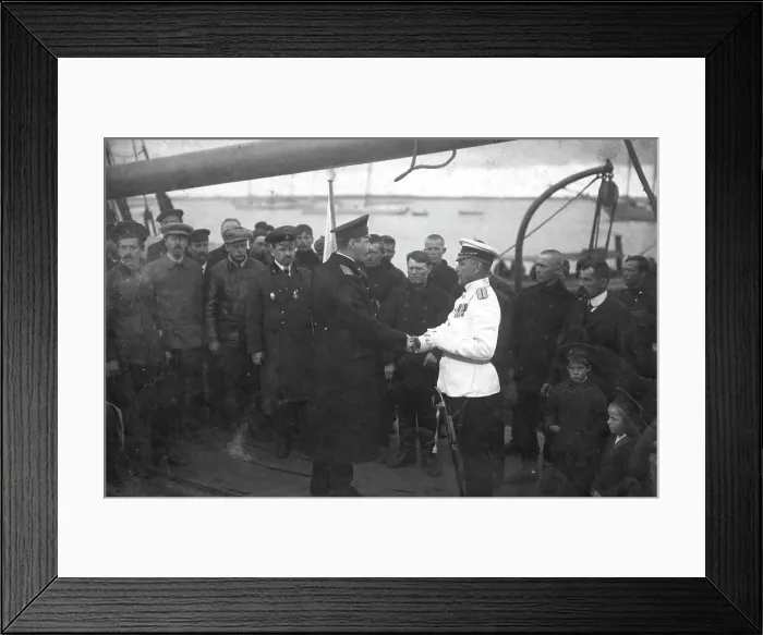 Framed Print : Georgii Iakovlevich Sedov and Members of the Expedition with Those Seeing Them off on the... 1912. Creator: Nikolay Vasilyevich Pinegin Framed Print : Georgii Iakovlevich Sedov and Members of the Expedition with Those Seeing Them off on the... 1912. Creator: Nikolay Vasilyevich Pinegin