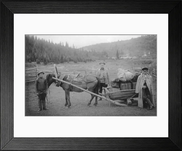 Framed Print : Moving the Expedition Equipment on the Drag Harrow, Near the Ust'-Anzas Ulus, 1913. Creator: GI Ivanov Framed Print : Moving the Expedition Equipment on the Drag Harrow, Near the Ust'-Anzas Ulus, 1913. Creator: GI Ivanov