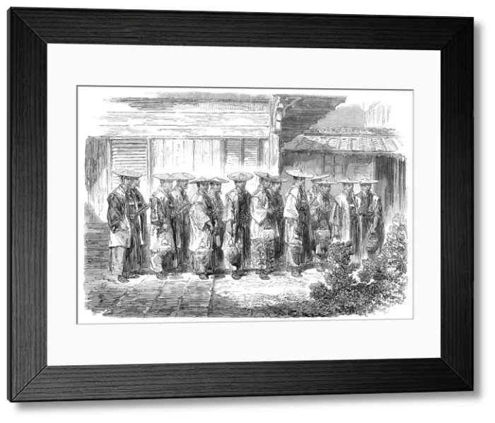 Framed Print : Scenes in Japan: the night guard at Jeddo, 1864. Creator: Mason Jackson Framed Print : Scenes in Japan: the night guard at Jeddo, 1864. Creator: Mason Jackson