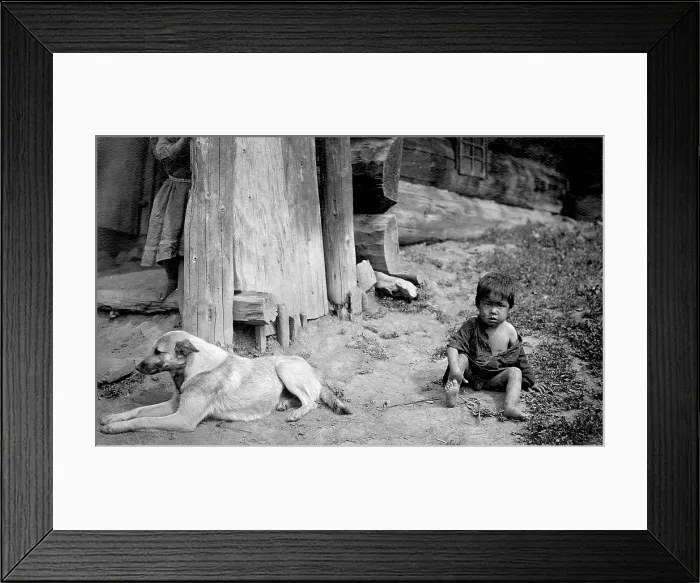 Framed Print : A Child with a Dog by a Yurt, 1913. Creator: GI Ivanov Framed Print : A Child with a Dog by a Yurt, 1913. Creator: GI Ivanov