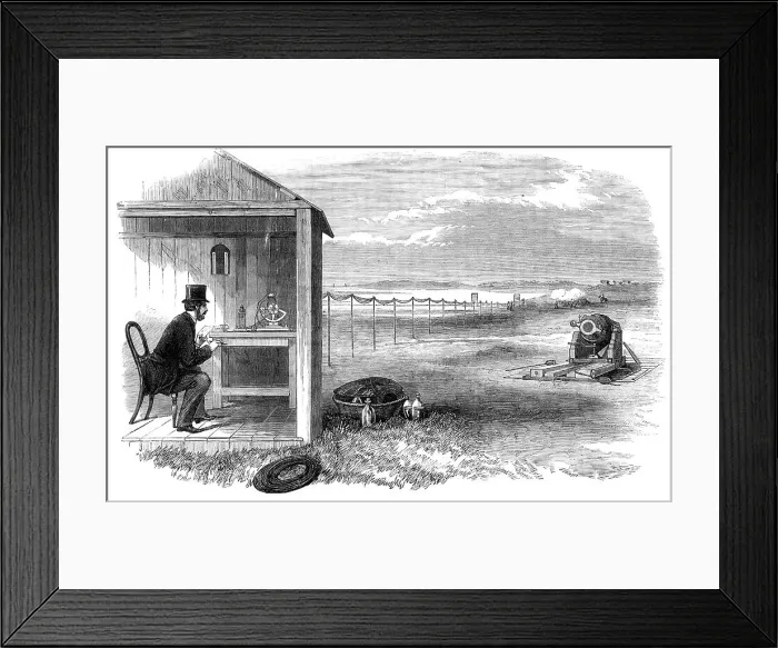 Framed Print : Electro-ballistic apparatus for measuring the speed of cannon-shot, 1864. Creator: Unknown Framed Print : Electro-ballistic apparatus for measuring the speed of cannon-shot, 1864. Creator: Unknown