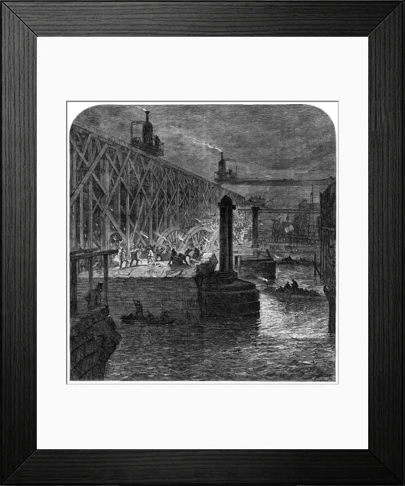 Framed Print : Demolition of Blackfriars Bridge, 1864. Creator: Mason Jackson Framed Print : Demolition of Blackfriars Bridge, 1864. Creator: Mason Jackson
