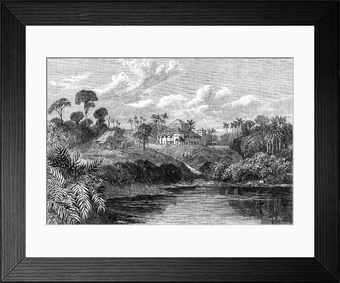 Framed Print : Views in Borneo: Government House, Sarawak, 1864. Creator: Mason Jackson Framed Print : Views in Borneo: Government House, Sarawak, 1864. Creator: Mason Jackson