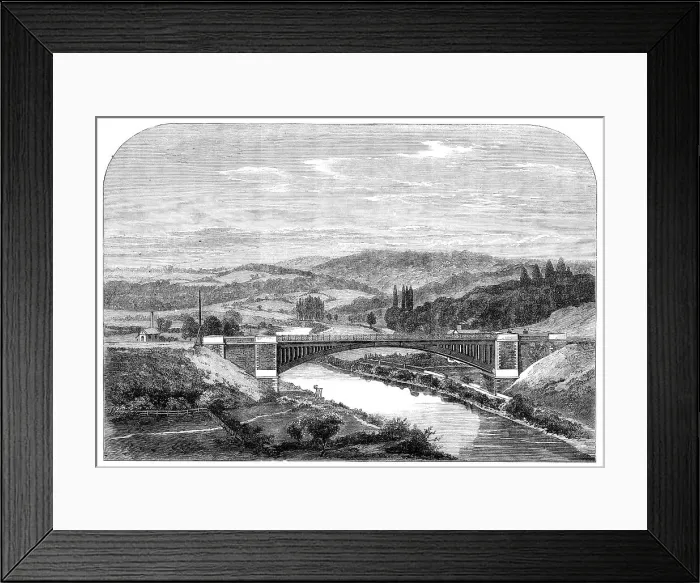 Framed Print : The Albert Edward Bridge of the Coalbrookdale Railway over the Severn, 1864. Creator: Unknown Framed Print : The Albert Edward Bridge of the Coalbrookdale Railway over the Severn, 1864. Creator: Unknown