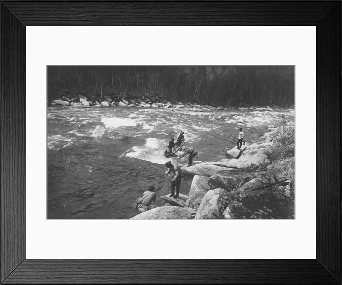 Framed Print : A Land-Management Expedition Boat Passing a Mrassu River Rapids, 1913. Creator: GI Ivanov