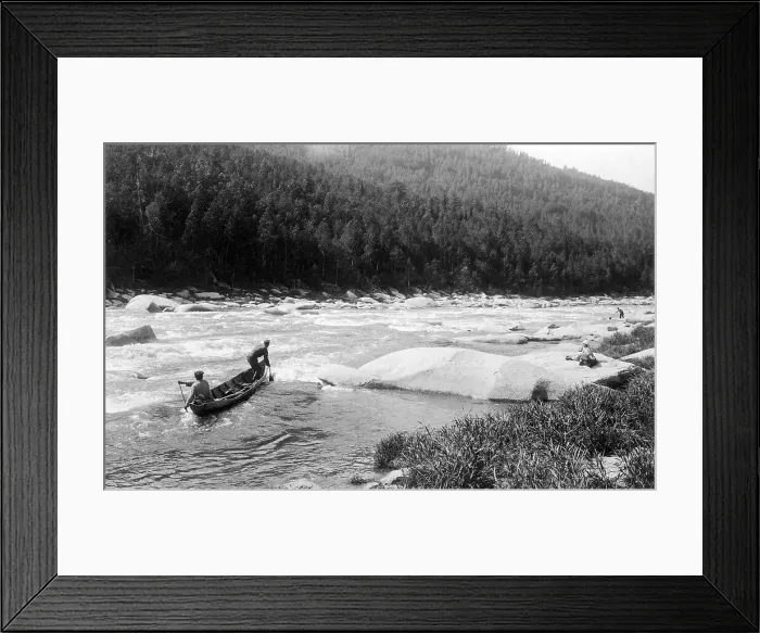 Framed Print : A Land-Management Expedition Boat Passing a Mrassu River Rapids, 1913. Creator: GI Ivanov