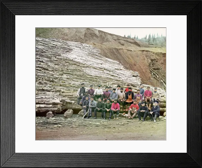 Framed Print : Transportation of lumber for the smelting of iron ore, 1910. Creator: Sergey Mikhaylovich Prokudin-Gorsky Framed Print : Transportation of lumber for the smelting of iron ore, 1910. Creator: Sergey Mikhaylovich Prokudin-Gorsky