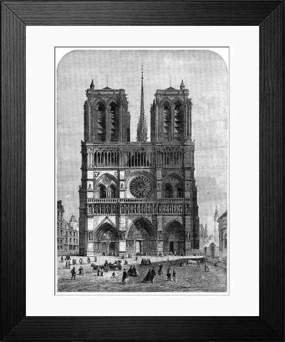 Framed Print : Restoration of Notre Dame, Paris: the Western Façade, 1862. Creator: Felix Thorigny Framed Print : Restoration of Notre Dame, Paris: the Western Façade, 1862. Creator: Felix Thorigny