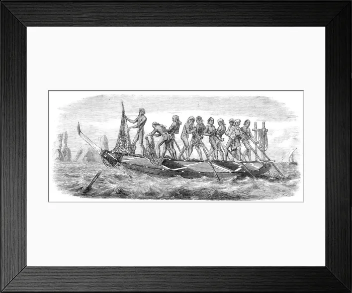 Framed Print : Scenes in Japan: a Japanese whaling-boat, 1864. Creator: Unknown Framed Print : Scenes in Japan: a Japanese whaling-boat, 1864. Creator: Unknown