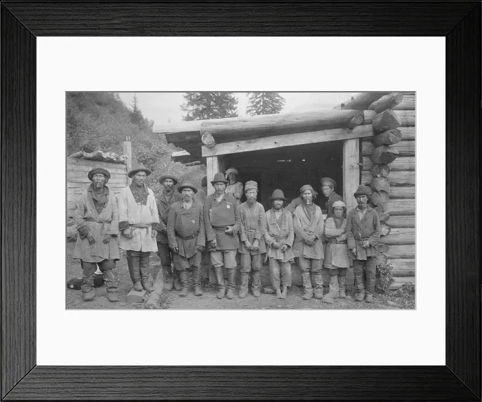 Framed Print : Group of Shoria Men with Village Headmen by a House, 1913. Creator: GI Ivanov Framed Print : Group of Shoria Men with Village Headmen by a House, 1913. Creator: GI Ivanov