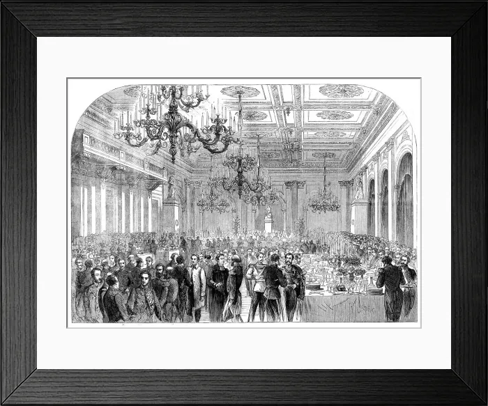 Framed Print : Banquet given at the Exchange, Gottenburg, on the occasion of opening the railway... 1862. Creator: Unknown Framed Print : Banquet given at the Exchange, Gottenburg, on the occasion of opening the railway... 1862. Creator: Unknown