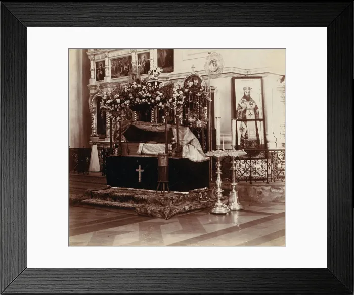 Framed Print : Sepulchre with the relics of Saint Evfrosiniia in Saint Eufrosyne Monastery, 1912. Creator: Sergey Mikhaylovich Prokudin-Gorsky Framed Print : Sepulchre with the relics of Saint Evfrosiniia in Saint Eufrosyne Monastery, 1912. Creator: Sergey Mikhaylovich Prokudin-Gorsky