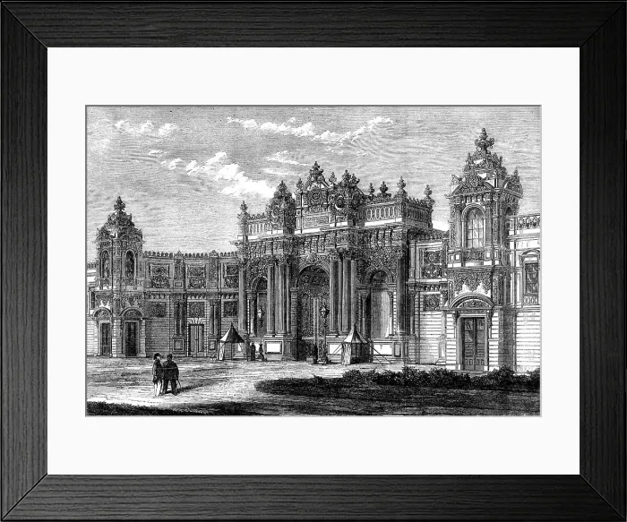 Framed Print : Principal entrance to the Sultan's new palace at Constantinople…, 1862. Creator: Mason Jackson Framed Print : Principal entrance to the Sultan's new palace at Constantinople…, 1862. Creator: Mason Jackson