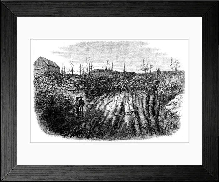 Framed Print : Nova Scotian Goldfields: horizontal formation of auriferous quartz at Laidlaw's Farm, 1862. Creator: Unknown Framed Print : Nova Scotian Goldfields: horizontal formation of auriferous quartz at Laidlaw's Farm, 1862. Creator: Unknown