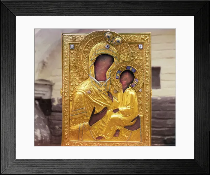 Framed Print : Icon of the Mother of God of Tikhvin, church of the Ipatievsky Monastery, Kostroma, 1911. Creator: Sergey Mikhaylovich Prokudin-Gorsky