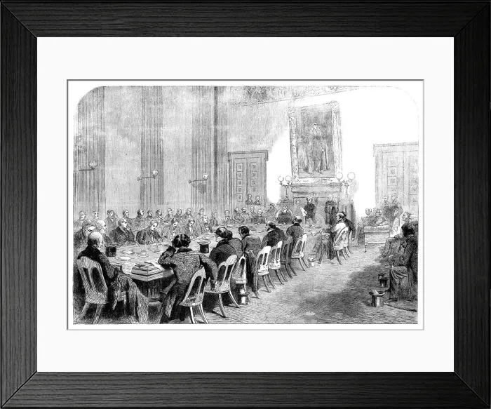Framed Print : The Cotton Famine: meeting of the central relief committee...Manchester townhall... 1862. Creator: Unknown Framed Print : The Cotton Famine: meeting of the central relief committee...Manchester townhall... 1862. Creator: Unknown