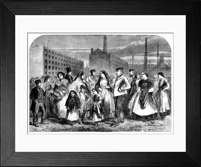 Framed Print : The Cotton Famine: group of mill operatives at Manchester, 1862. Creator: Unknown Framed Print : The Cotton Famine: group of mill operatives at Manchester, 1862. Creator: Unknown