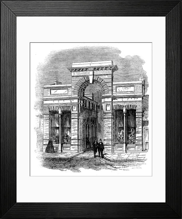 Framed Print : Entrance to the Agricultural Hall from High-street, Islington, 1862. Creator: Unknown Framed Print : Entrance to the Agricultural Hall from High-street, Islington, 1862. Creator: Unknown