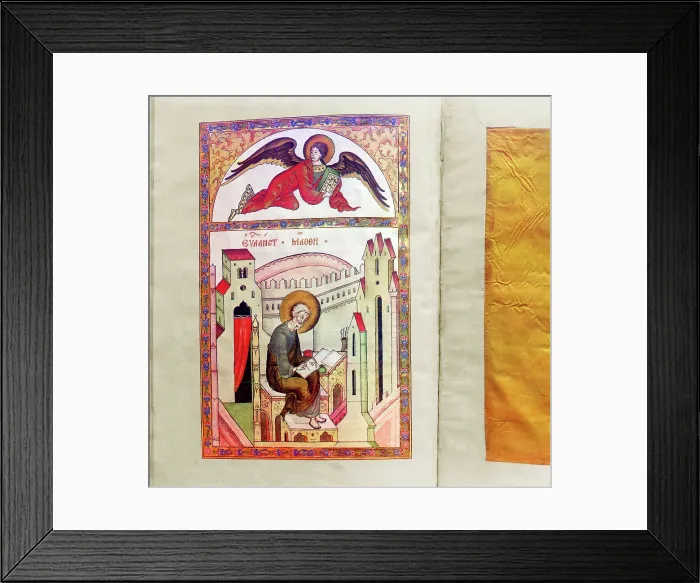Framed Print : Pictures from the 1603 Gospel, vestry of the Ipatievsky Monastery. Kostroma, 1911. Creator: Sergey Mikhaylovich Prokudin-Gorsky Framed Print : Pictures from the 1603 Gospel, vestry of the Ipatievsky Monastery. Kostroma, 1911. Creator: Sergey Mikhaylovich Prokudin-Gorsky
