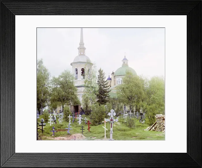 Framed Print : Cemetery Church of the Exaltation of the Cross, Ostashkov, 1910. Creator: Sergey Mikhaylovich Prokudin-Gorsky Framed Print : Cemetery Church of the Exaltation of the Cross, Ostashkov, 1910. Creator: Sergey Mikhaylovich Prokudin-Gorsky