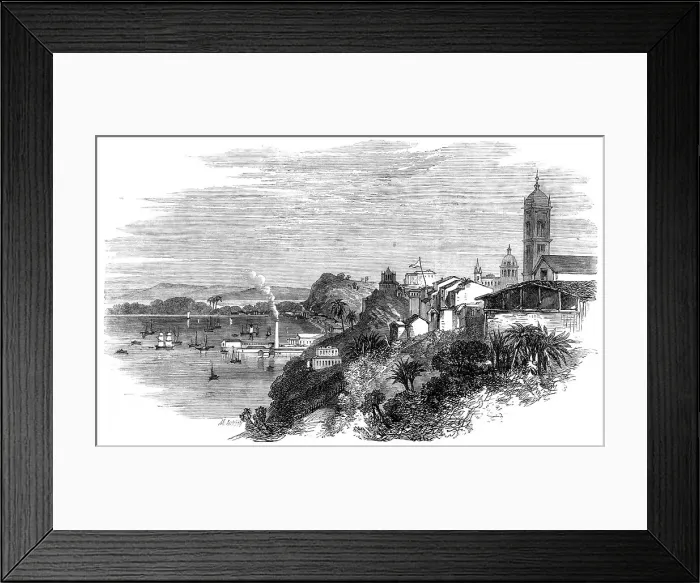 Framed Print : View of Bahia from the Public Gardens, 1864. Creator: Mason Jackson Framed Print : View of Bahia from the Public Gardens, 1864. Creator: Mason Jackson