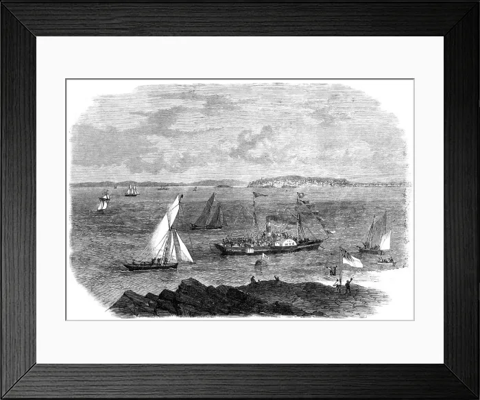 Framed Print : Laying the foundation-stone of Brean Down Breakwater, Weston-Super-Mare, 1864. Creator: Unknown