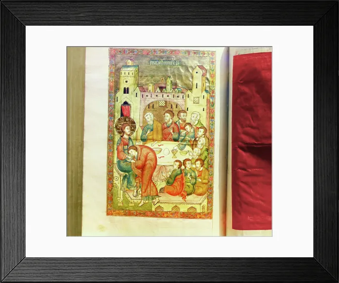 Framed Print : Pictures from the 1603 Gospel, vestry of the Ipatievsky Monastery. Kostroma, 1911. Creator: Sergey Mikhaylovich Prokudin-Gorsky Framed Print : Pictures from the 1603 Gospel, vestry of the Ipatievsky Monastery. Kostroma, 1911. Creator: Sergey Mikhaylovich Prokudin-Gorsky