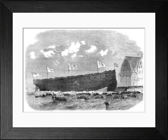 Framed Print : Our ironclad fleet: launch of the Royal Alfred screw-frigate at Portsmouth, on Saturday last, 1864. Creators: Edwin Weedon, Unknown Framed Print : Our ironclad fleet: launch of the Royal Alfred screw-frigate at Portsmouth, on Saturday last, 1864. Creators: Edwin Weedon, Unknown