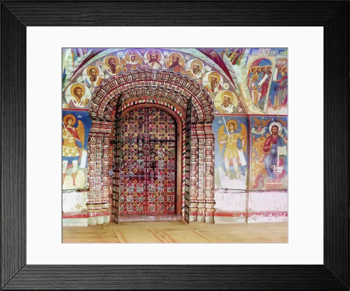 Framed Print : Entrance into the Church of Saint John the Precursor, from the gallery... Yaroslavl, 1911. Creator: Sergey Mikhaylovich Prokudin-Gorsky Framed Print : Entrance into the Church of Saint John the Precursor, from the gallery... Yaroslavl, 1911. Creator: Sergey Mikhaylovich Prokudin-Gorsky