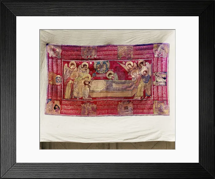 Framed Print : Plashchanitsa [a shroud the image of Christ] from 1631. Dates to the time of Tsar Mikhail... 1911. Creator: Sergey Mikhaylovich Prokudin-Gorsky