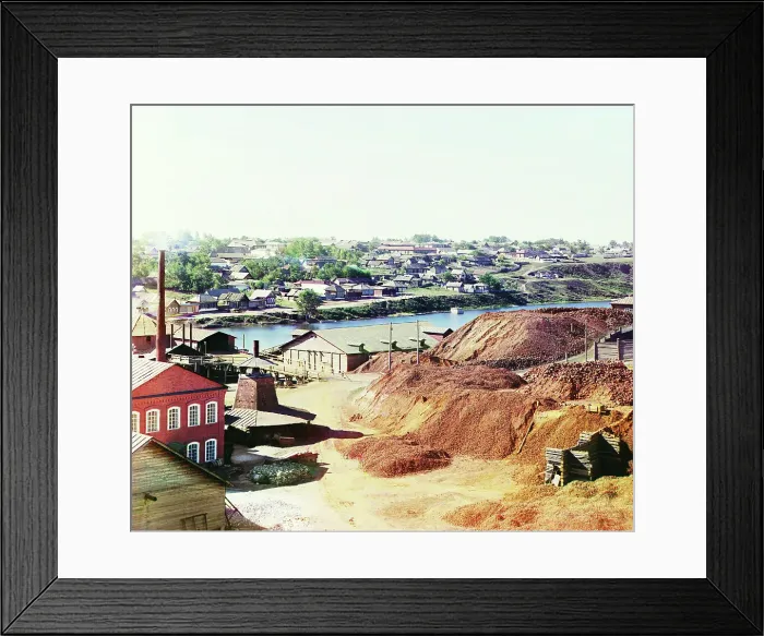Framed Print : View of Kamenskii Cast Iron Smelting Factory [Kamensk-Uralskii], 1910. Creator: Sergey Mikhaylovich Prokudin-Gorsky