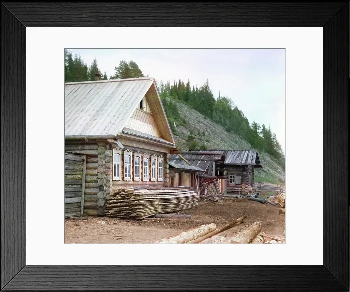 Framed Print : Peasant hut in the village of Martyanovo, 1912. Creator: Sergey Mikhaylovich Prokudin-Gorsky Framed Print : Peasant hut in the village of Martyanovo, 1912. Creator: Sergey Mikhaylovich Prokudin-Gorsky