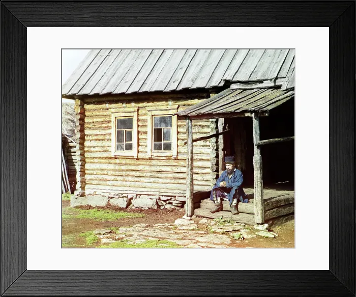 Framed Print : Bashkir near his house, Ekhia, 1910. Creator: Sergey Mikhaylovich Prokudin-Gorsky Framed Print : Bashkir near his house, Ekhia, 1910. Creator: Sergey Mikhaylovich Prokudin-Gorsky
