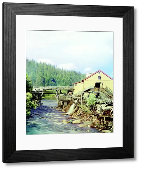 Framed Print : Sawmill on the Kumsa River near the Medvezhia Gora Station, 1915. Creator: Sergey Mikhaylovich Prokudin-Gorsky Framed Print : Sawmill on the Kumsa River near the Medvezhia Gora Station, 1915. Creator: Sergey Mikhaylovich Prokudin-Gorsky