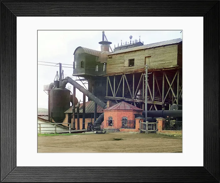 Framed Print : Blast furnaces at the Satkinskii factory, 1910. Creator: Sergey Mikhaylovich Prokudin-Gorsky Framed Print : Blast furnaces at the Satkinskii factory, 1910. Creator: Sergey Mikhaylovich Prokudin-Gorsky