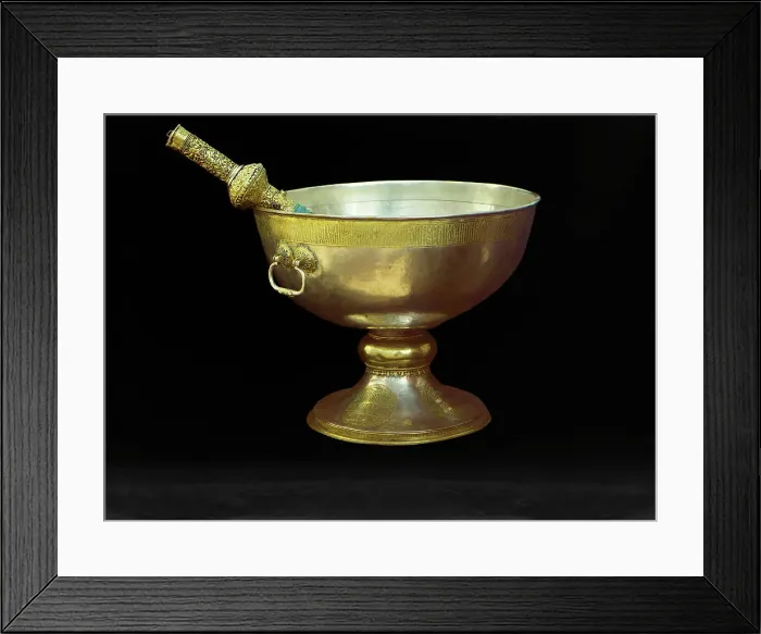Framed Print : Holy water bowl; gift from Tsar Mikhail Feodorovich, vestry of the Assumption Cathedral in... 1911. Creator: Sergey Mikhaylovich Prokudin-Gorsky Framed Print : Holy water bowl; gift from Tsar Mikhail Feodorovich, vestry of the Assumption Cathedral in... 1911. Creator: Sergey Mikhaylovich Prokudin-Gorsky