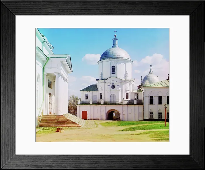 Framed Print : Gateway into Nil's Hermitage [St Nil Stolbensky Monastery, Lake Seliger], 1910. Creator: Sergey Mikhaylovich Prokudin-Gorsky