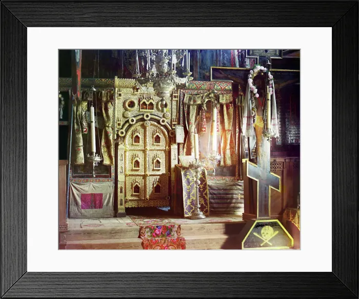 Framed Print : Iconostasis in the Church of Saint John the Theologian, Rostov Velikii, 1911. Creator: Sergey Mikhaylovich Prokudin-Gorsky Framed Print : Iconostasis in the Church of Saint John the Theologian, Rostov Velikii, 1911. Creator: Sergey Mikhaylovich Prokudin-Gorsky