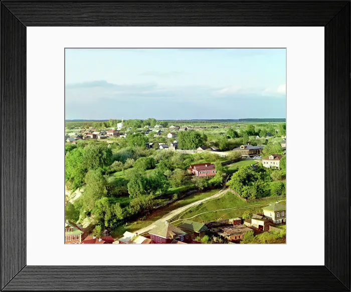 Framed Print : Old road toward Moscow; City of Rzhev, 1910. Creator: Sergey Mikhaylovich Prokudin-Gorsky Framed Print : Old road toward Moscow; City of Rzhev, 1910. Creator: Sergey Mikhaylovich Prokudin-Gorsky