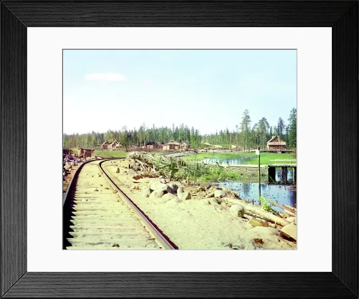 Framed Print : Segezh Station; general view, 1915. Creator: Sergey Mikhaylovich Prokudin-Gorsky Framed Print : Segezh Station; general view, 1915. Creator: Sergey Mikhaylovich Prokudin-Gorsky