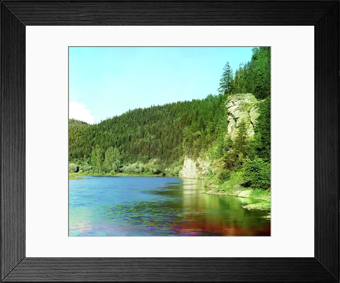 Framed Print : On the Sim River, 1910. Creator: Sergey Mikhaylovich Prokudin-Gorsky Framed Print : On the Sim River, 1910. Creator: Sergey Mikhaylovich Prokudin-Gorsky