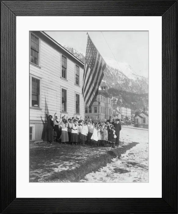 Framed Print : Camp-Fire Girls saluting the flag, 1915. Creator: Unknown Framed Print : Camp-Fire Girls saluting the flag, 1915. Creator: Unknown